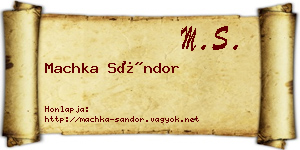 Machka Sándor névjegykártya